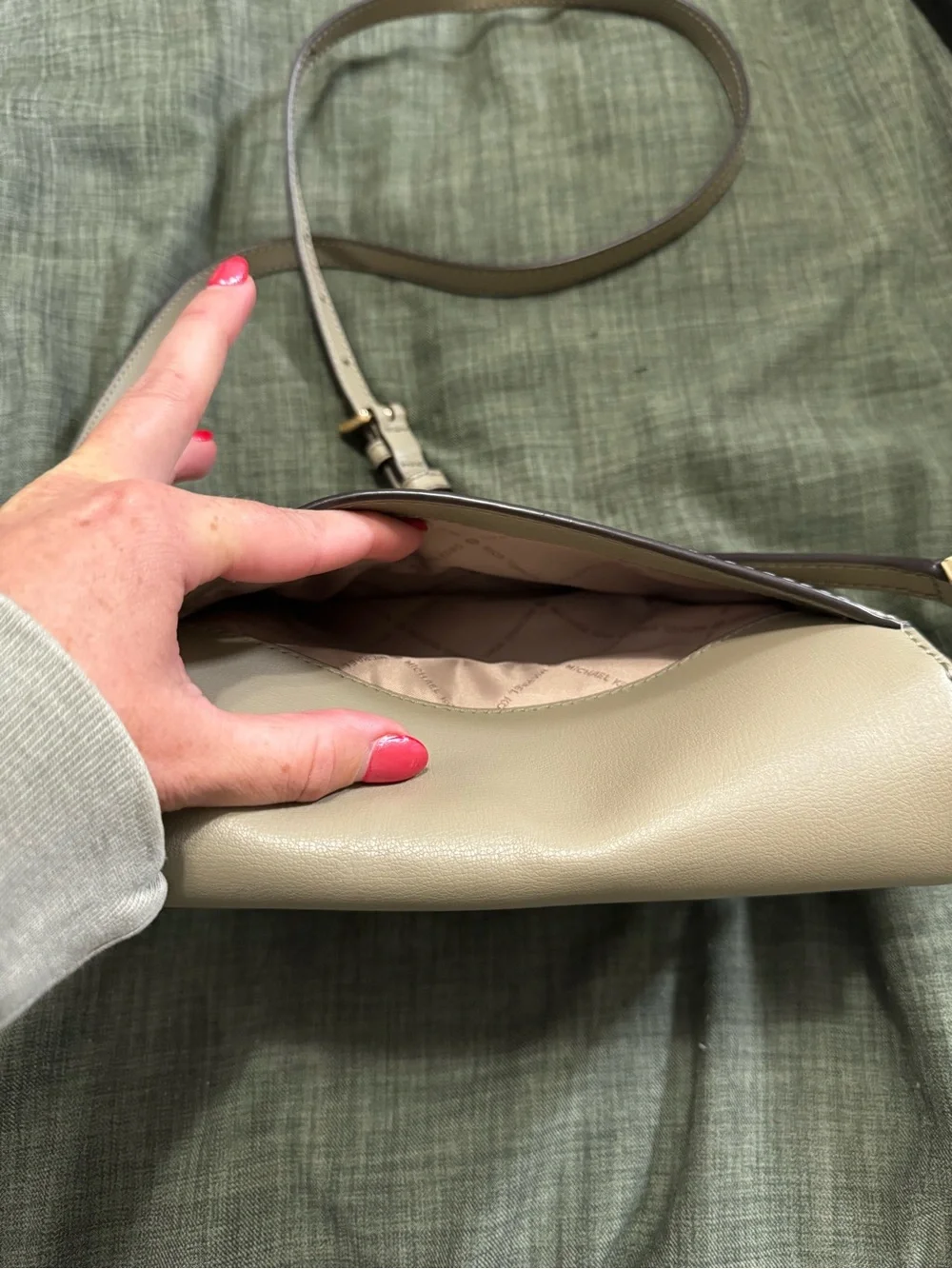 Michael Kors Sage Leather Crossbody with Gold Hardware